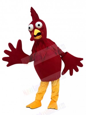 Distressed Wine Red Rooster Chicken Mascot Costume Animal