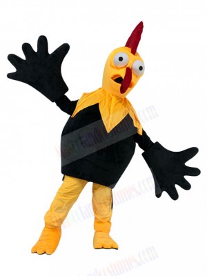 Slow-witted Yellow and Black Cock Chicken Mascot Costume Animal