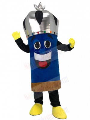Dark Blue Scroll Mascot Costume with Silver Crown Cartoon