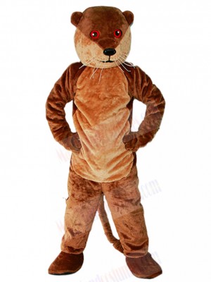 Brown Ollie Otter Mascot Costume with Red Eyes Animal