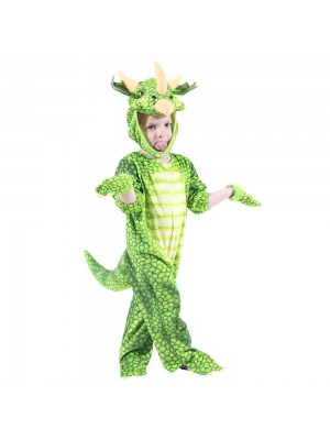 Green Triceratops Dinosaur Costume Dinosaur Jumpsuit Halloween Christmas Dress up Gift for Kid