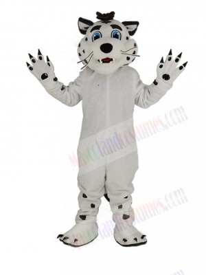 White Leopard with Blue Eyes Mascot Costume Animal
