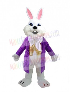 Easter Bunny Rabbit in Purple Jacket Mascot Costume