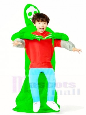 Green Alien Carry me Monster Inflatable Halloween Xmas Costumes for Kids