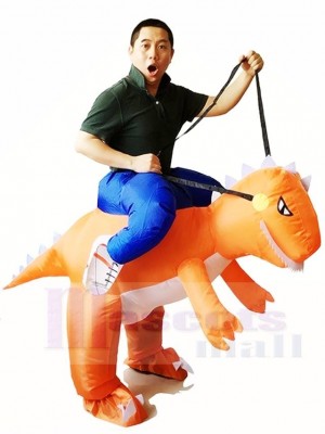 Orange Dinosaur Carry me Ride On T-rex Inflatable Halloween Christmas Costumes for Adults