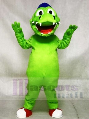 Cute Blue Hat Green Crocodile Alligator Mascot Costumes