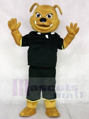 Brown Bulldog with Black Suit Animal Mascot Costumes