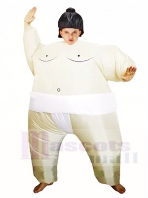 White Japanese Fat Man Sumo Inflatable Halloween Christmas Costumes for Kids