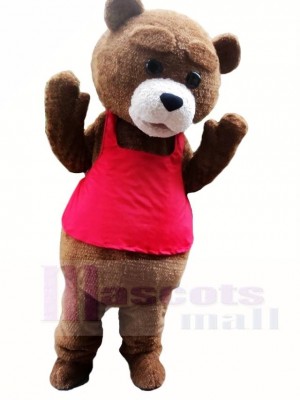 Brown Teddy Bear in Red Vest Mascot Costumes Animal 