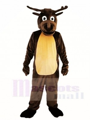 Cute Realistic Dark Brown Deer Moose Mascot Costumes Animal