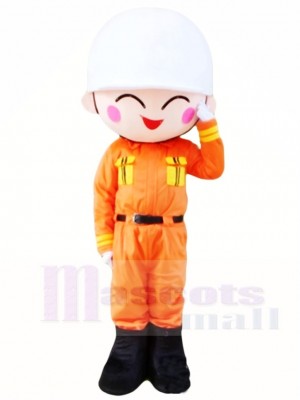 Fireman Firefighter In Orange Suit Mascot Costumes People