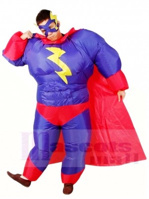 Fat Superman Purple Superhero Inflatable Halloween Xmas Costumes for Adults