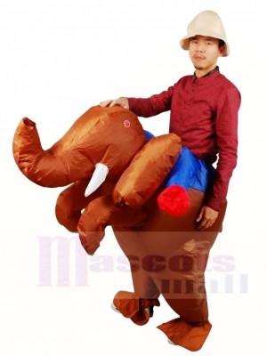 Ride on Brown Elephant Inflatable Halloween Xmas Costumes for Adults