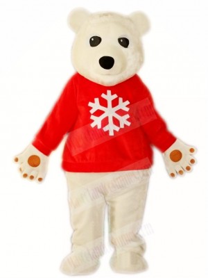 Red Shirt White Polar Bear Mascot Costumes Animal