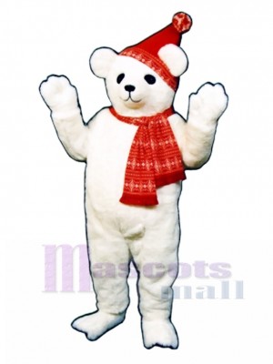 Snow Bear with Hat & Scarf Mascot Costume Animal 