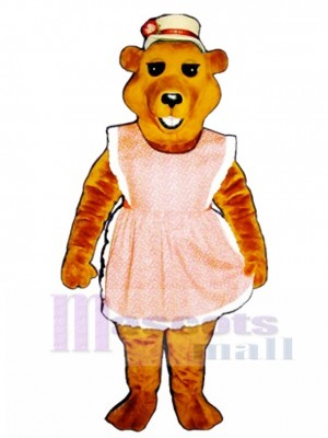 Cute Cheri Bear with Apron & Straw Hat Mascot Costume Animal 