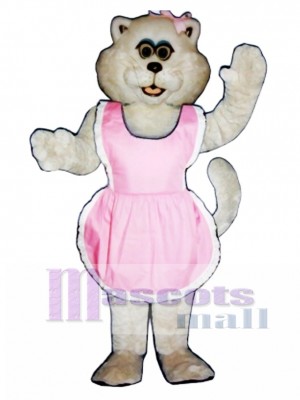 Cute Pussy Cat with Apron & Bow Mascot Costume Animal 