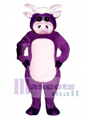 Cute Purple Bull Mascot Costume