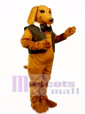 Cute Dachshund Dog with Vest & Tie Mascot Costume Animal