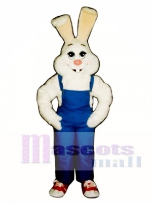 Easter Farmer Bunny Rabbit with Bib Overalls Mascot Costume