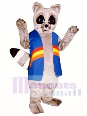 Rainbow Raccoon with Vest Mascot Costume Animal