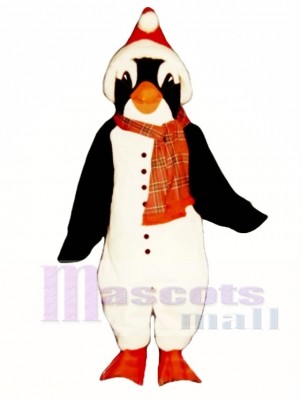 Cute Christmas Penguin with Scarf & Santa Hat Mascot Costume