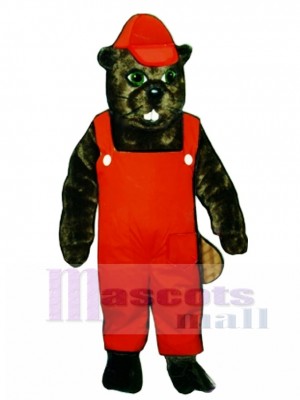 Lumberjack Beaver with Overalls & Hat Mascot Costume Animal 
