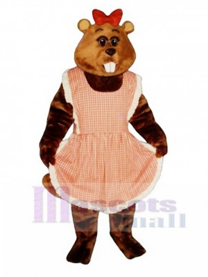 Gloria Beaver with Apron & Bow Mascot Costume Animal 