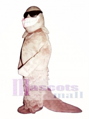 Cute Smiling Salmon with Sunglasses Mascot Costume Animal