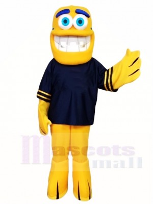 Cute Yellow Fish Mascot Costumes in Black Shirt Sea Animal