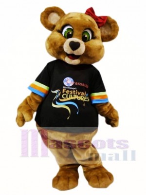 Green Eyes Brown Female Bear Mascot Costumes 