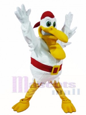 White Pelican Bird with Red Hood Mascot Costumes Animal