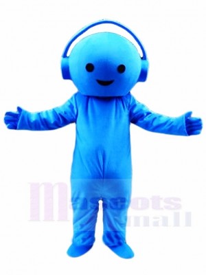 Blue Music DJ Boy with Headset Mascot Costumes People