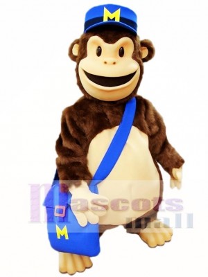 Cartoon Chimp with Blue Hat Mascot Costumes Animal 