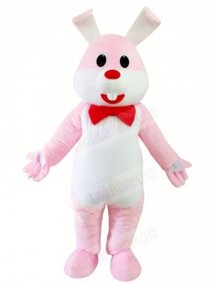 Pink Rabbit Easter Bunny with Red Bowknot Mascot Costumes Animal