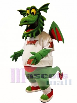 Dark Green Dragon with Wings Mascot Costumes