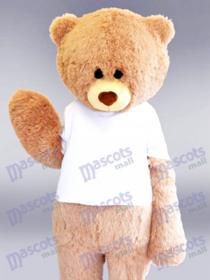 White Shirt Beige Bear Mascot Costume Animal 