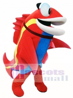 Red Fish with Blue Belly Mascot Costumes Fish