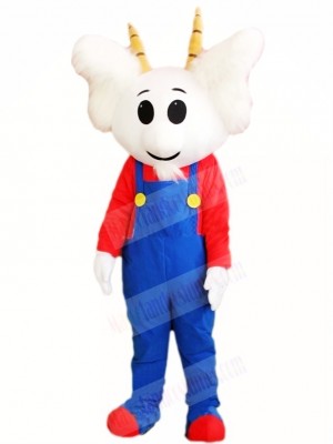 Blue Overall Goat Mascot Costumes Animal 