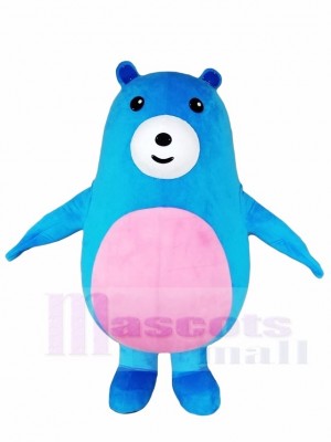 Pink Belly Blue Bear Mascot Costumes Animal