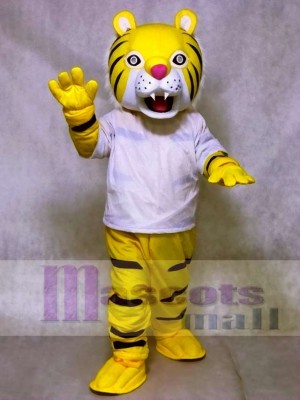 Happy Tiger in White Shirt Mascot Costumes Animal