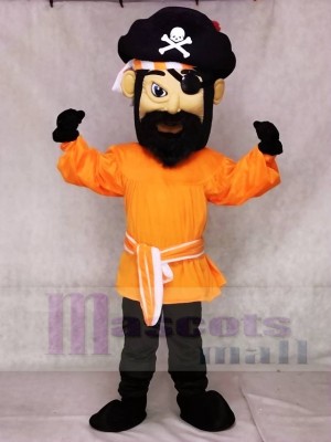 Fierce Orange Suit Pirate Mascot Costumes People
