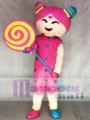 Pink Candy Girl Adult Mascot Costume