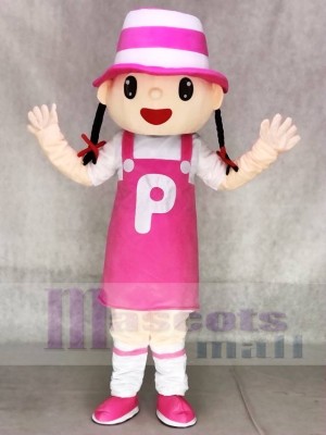 Cute Pink Hat Girl Mascot Costumes Animal