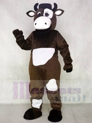 Brown and White Cow Mascot Costumes Animal