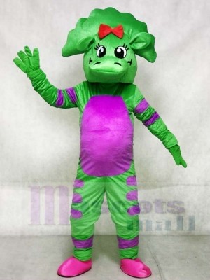 Green Dinosaur with Purple Belly Mascot Costumes