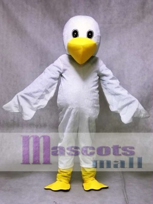 White Cartoon Pelican Bird Mascot Costume Animal