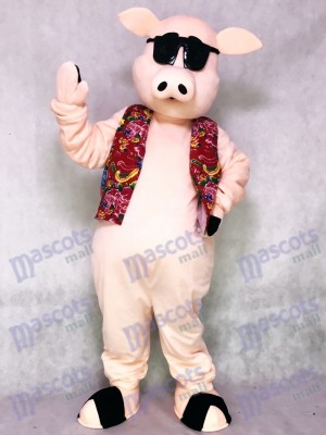 Pig Piglet Hog with Hawaiian Vest & Sunglasses Mascot Costume