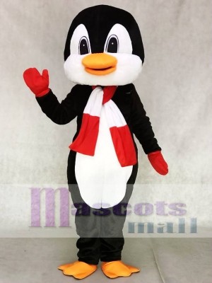 Penguin With Red and White Scarf Mascot Costumes Ocean
