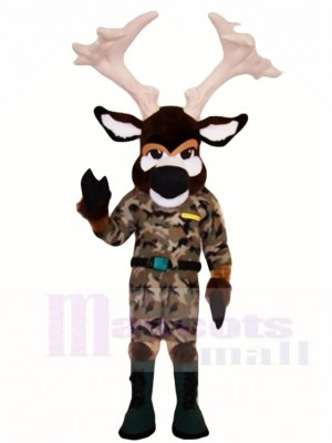 Cute Moose in Battle Fatigues Mascot Costumes Animal